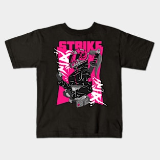 Strike Biker Girl Futuristic Samurai Katana Helmet Kids T-Shirt